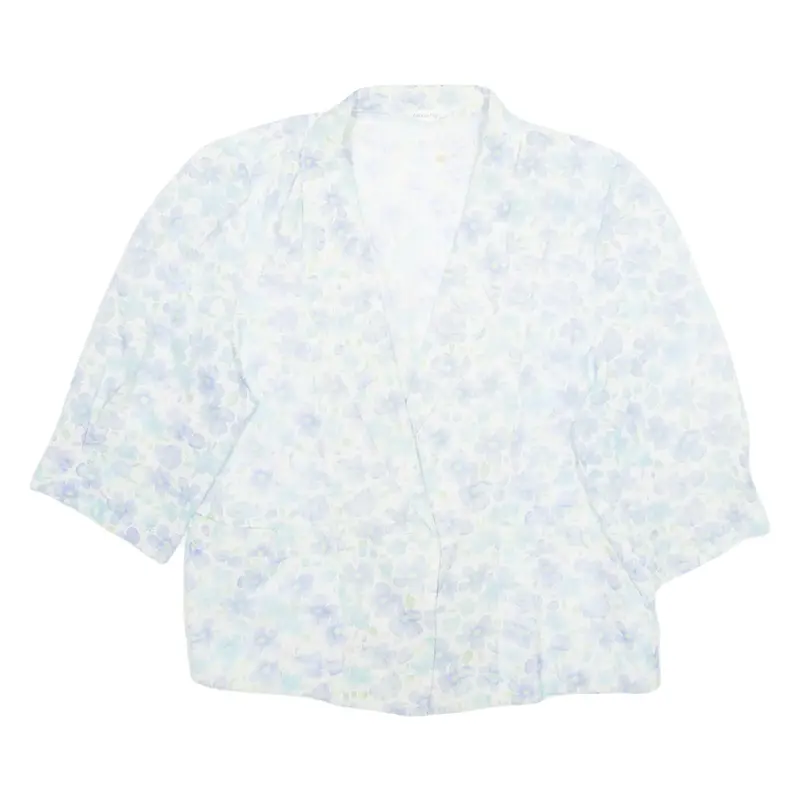 Womens Printed Blouse Blue V-Neck Floral L