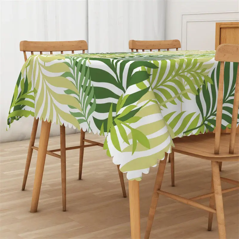 Dense Green Leaf Pattern Spring Rectangle Tablecloth - Aperturee