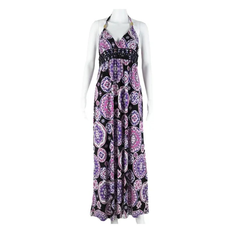MY MICHELLE Womens Day Dress Purple Floral Sleeveless Midi M