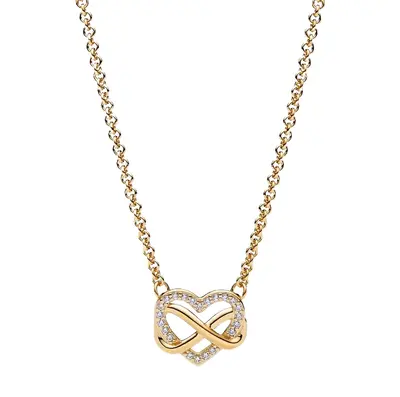 Sterling Silver with Yellow Gold Plated Sparkling Infinity Heart Collier Necklace