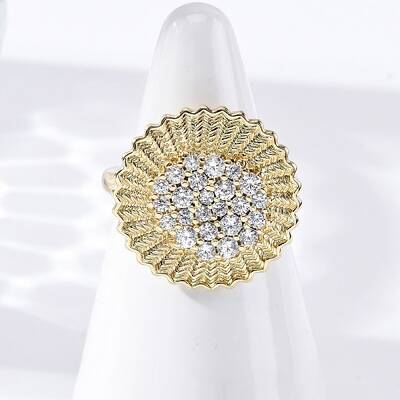 Brass Micro Pave Clear Cubic Zirconia Cuff Rings