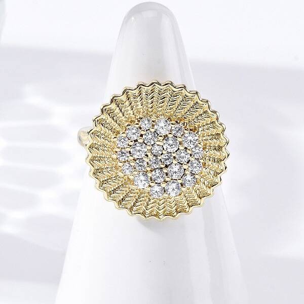 Brass Micro Pave Clear Cubic Zirconia Cuff Rings