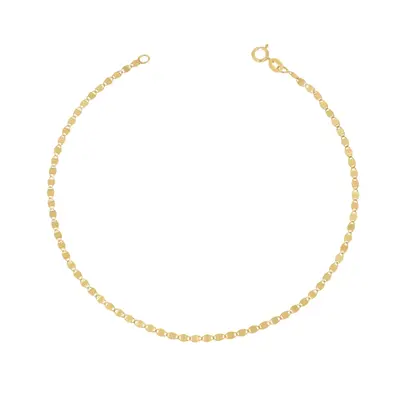 Sterling Silver with Yellow Gold Plated Mirror Chain Anklet 2mm