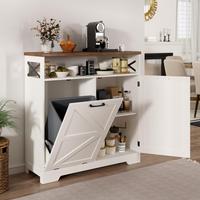 Vabches Tilt Out Trash Can Cabinet for 10 Gallon Trash Can, Farmhouse Kitchen Island Bin Cabinet with Adjustable Shelf for Hi...