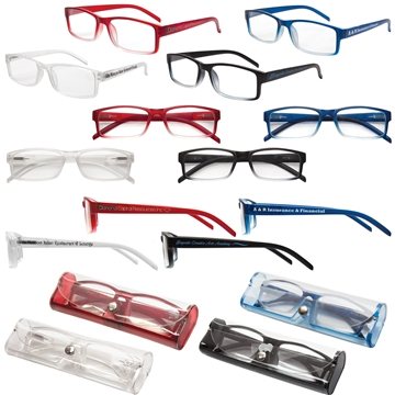 100 Custom Soft Feel Reading Glasses w/Matching Case - Metal ...