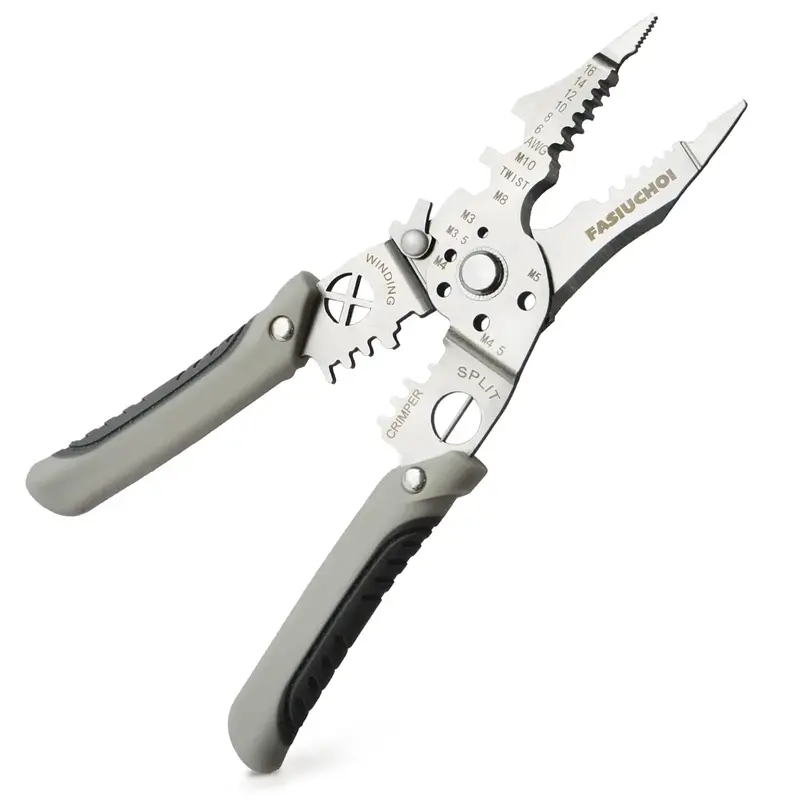 Wire Stripper Tool Multi function 9 in 1 Wire Cutter Crimper Adjustable AWG 6 16 Stripping Crimping Tool Comfortable Grip Ref...