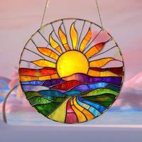 Sun Catcher, Stained Glass Acrylic Art, Handcrafted Light Forge for Windows, Porch, Stormproof Dawn Magic, Artist-approved Gi...