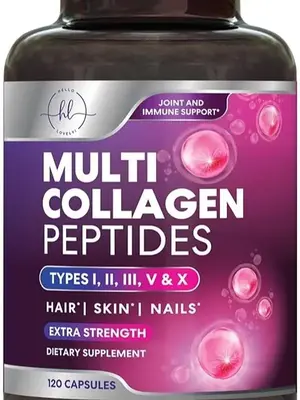 Multi Collagen Peptides Supplement - 2400mg Hydrolyzed Types I, II, III, V & X Multi Collagen Pills, Hydrolyzed Collagen Pept...
