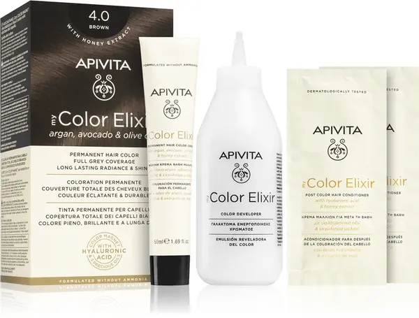 Apivita My Color Elixir ammonia-free hair dye color 4.0 brown