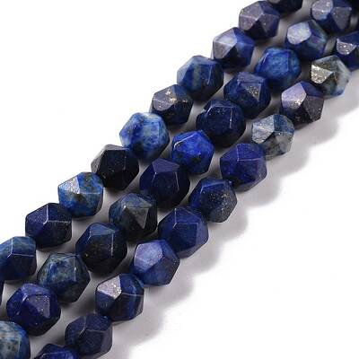 Faceted Natural Gemstone Lapis Lazuli Bead Strands