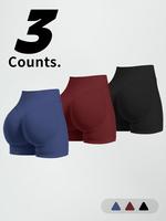 Women's Solid High Waist Gym Shorts, Casual Comfy Breathable Skinny Shorts for Yoga Gym Workout, Ladies Sportswear for All Se...
