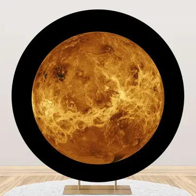 Outer Space Venus Top View Circle Birthday Backdrop - Aperturee