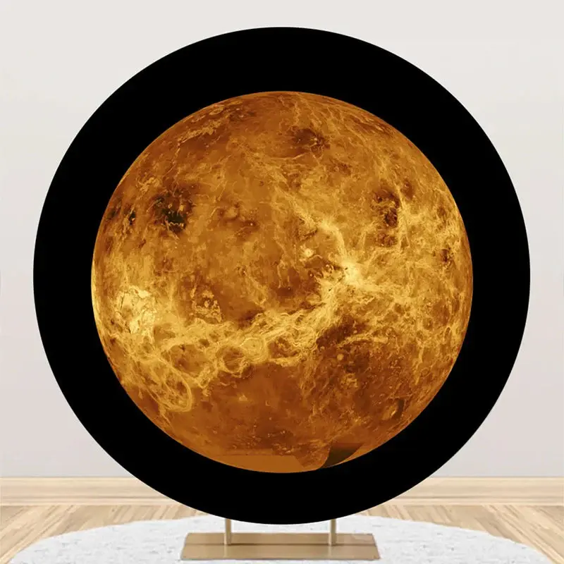 Outer Space Venus Top View Circle Birthday Backdrop - Aperturee