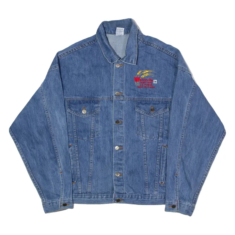 MADE IN USA Wentzville GM Paint Dept Mens Denim Jacket Blue 80s USA L