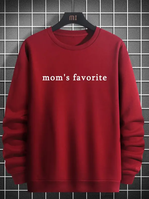 Men's Letter Print Drop Shoulder Sweatshirt, Casual Crew Neck Long Sleeve Pullover for Daily Holiday Outdoor Wear, Men Clothe...