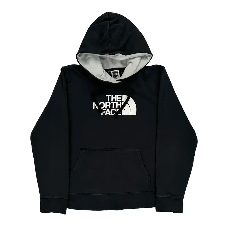 The North Face Spellout Hoodie - Large Black Cotton Blend