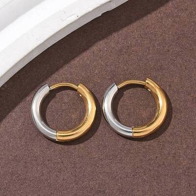 304 Stainless Steel Two Tone Hoop Earrings