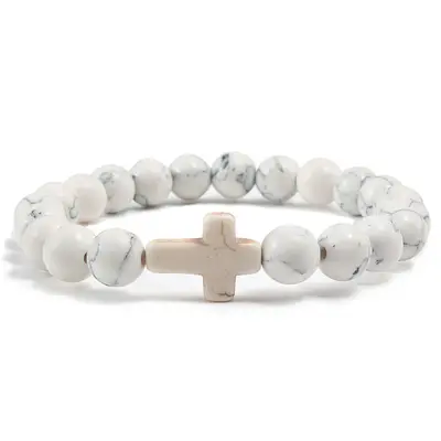 Blue Turquoise Cross Bracelet | Color: White | Size: 21cm