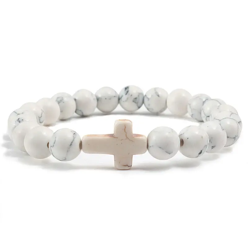 Blue Turquoise Cross Bracelet | Color: White | Size: 21cm