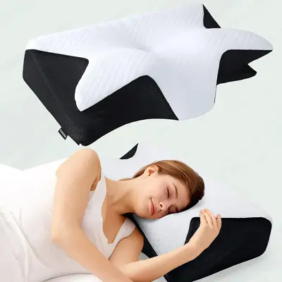 Memory Foam Neck Pillow, 1 Count Soft Comfortable Contour Sleep Pillow, Bedroom Accessories Bed Neck Pillow for Side Back Sle...