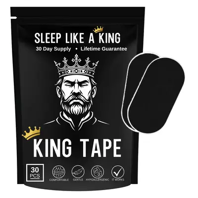 King Mouth Tape - one month supply mouth tape for sleep, 30 Pack, black, gentle adhesion, for sleep Snoring Nose Breathing, S...