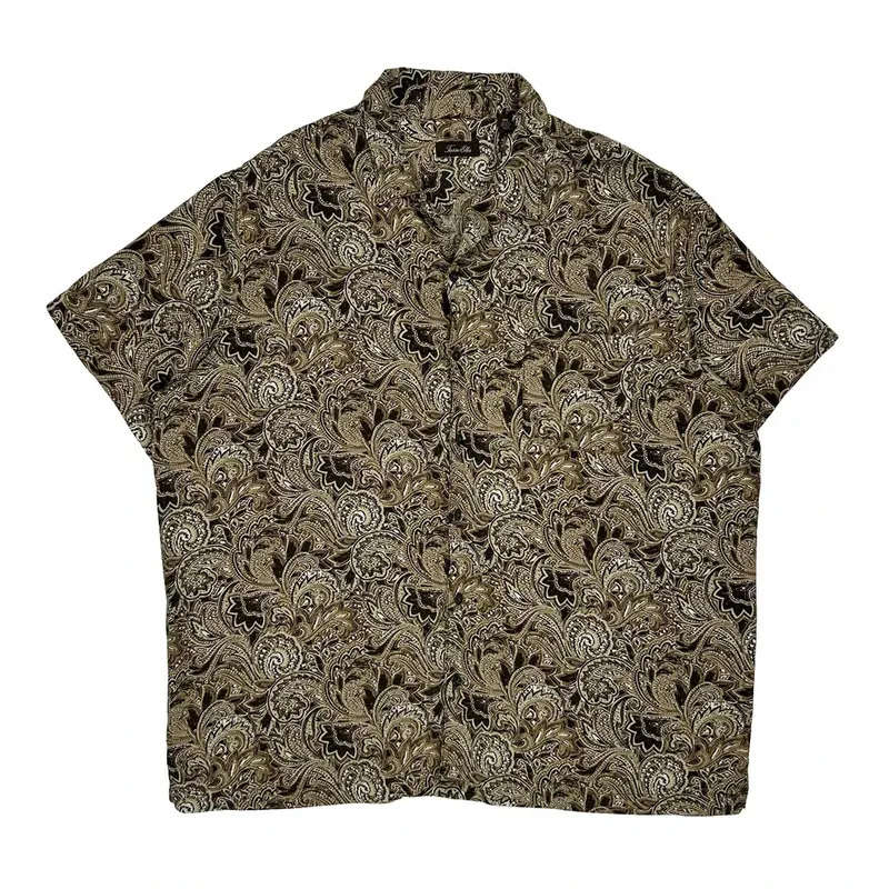Tasso Elba Short Sleeve Shirt - 2XL Multicoloured Silk Blend