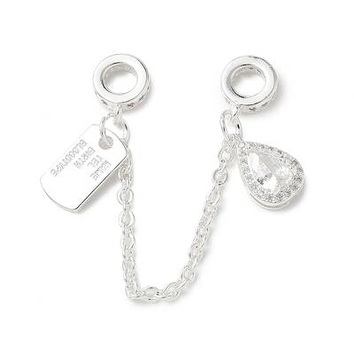 Brass Micro Pave Clear Cubic Zirconia Cable Chain European Beads