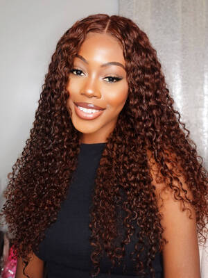 UNice Put On And Go Pre Cut Lace 6x4.5/7x5/13x4 Closure Red Brown Curly Quick & Easy Glueless Air Wig