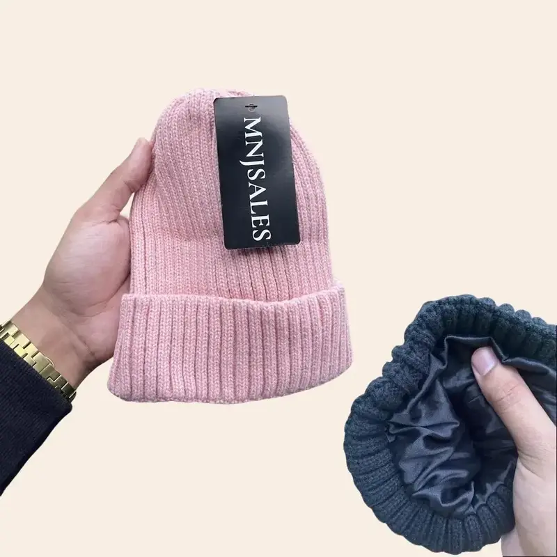 MNJSales Satin Silk Lined Beanie for Hair Growth, Reduced Friction, and Moisture Maintenance satin beanie hat cute