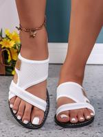 Women's Solid Color Mesh Breathable Comfortable Slides, Casual Comfortable Barefoot Slides for Beach, Fashionable Slippers fo...