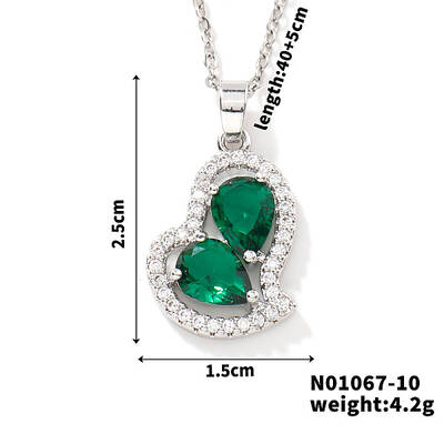 Elegant and Unique Style Brass & Glass Lock Collar Heart Pendant Necklaces for Women
