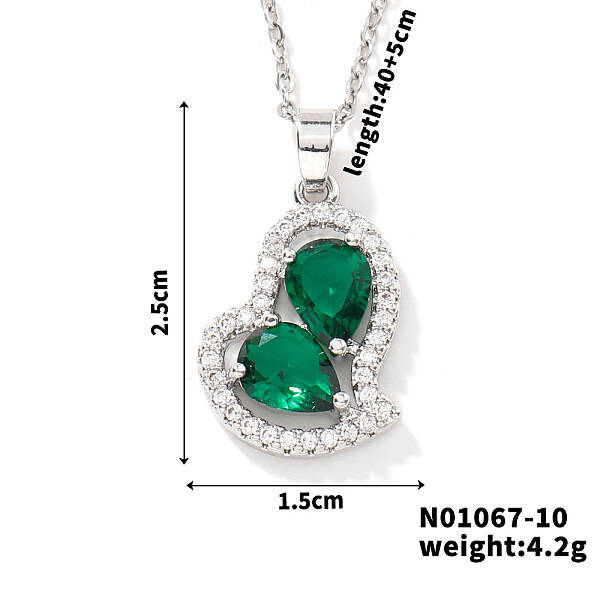 Elegant and Unique Style Brass & Glass Lock Collar Heart Pendant Necklaces for Women