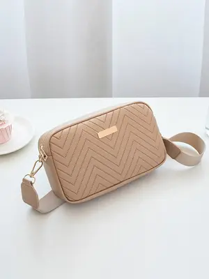 Fashionable All-match Quilted Pattern Zipper Crossbody Bag, Casual Shoulder Bag for Women, Matching Classic Square Bag for Da...