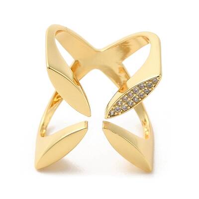 Brass Micro Pave Cubic Zirconia Open Cuff Rings