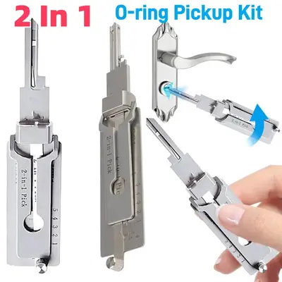 SS001 Stainless Steel Key Decoder 2 In 1 Precision Hook & Pick Lock Decoder O-ring Pickup Maintenance Hand kit joint p...