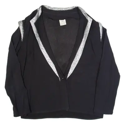 Womens Waistcoat Black V-Neck Long Sleeve Viscose L