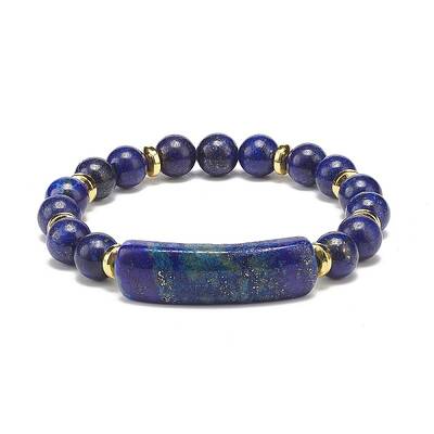 Natural Lapis Lazuli(Dyed) Rectangle Beaded Stretch Bracelet