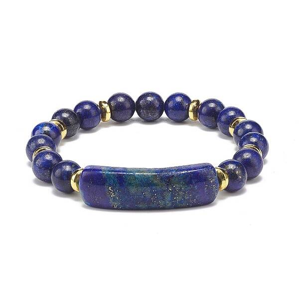 Natural Lapis Lazuli(Dyed) Rectangle Beaded Stretch Bracelet
