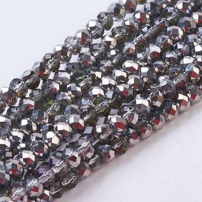 Electroplate Glass Faceted Rondelle Beads Strands