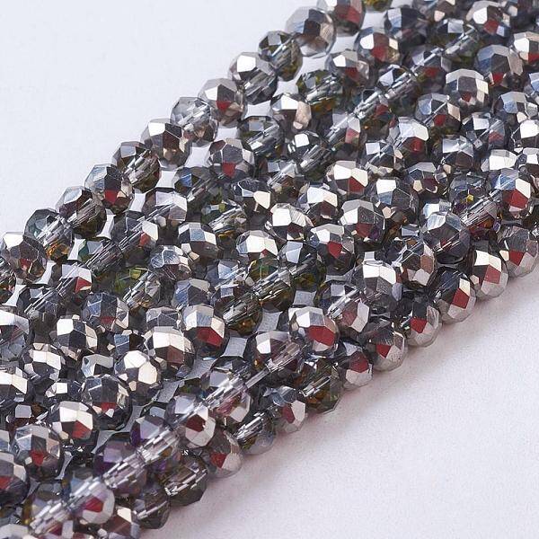 Electroplate Glass Faceted Rondelle Beads Strands