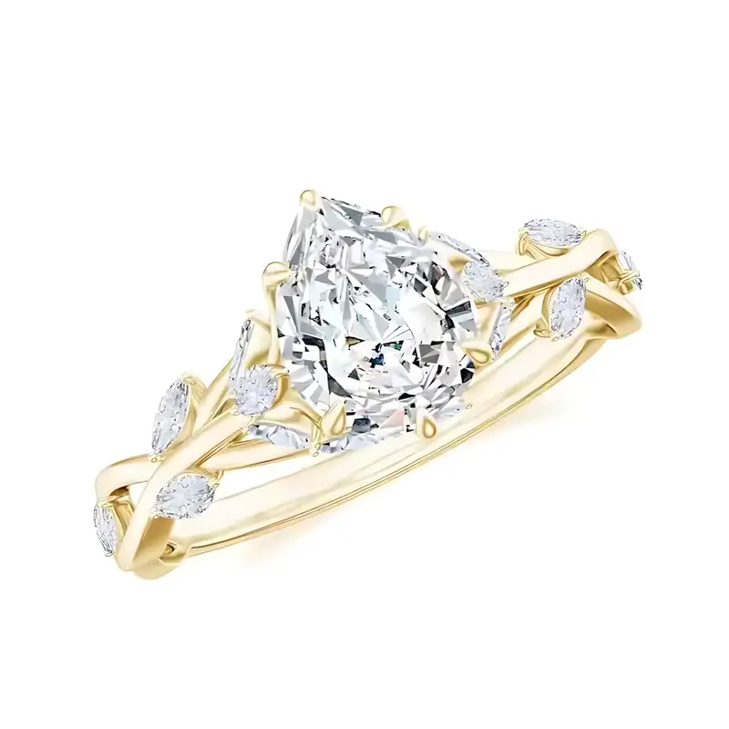 10K Gold Pear Cut Custom Engagement Ring Wedding Ring Promise Bride Band