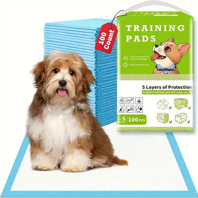 100 Pcs Dog Pee Pads - Ultra Absorbent Leak Resistant Training Puppy Pad With 5-Layer - Pet Supplies For Whelping Puppies & T...
