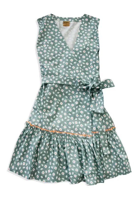 Women wrap dress - Green flowers | Size: XS