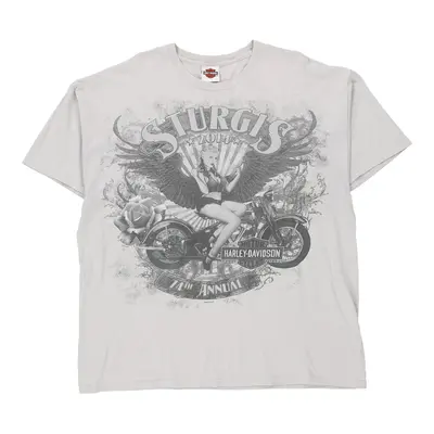 2014 Sturgis Harley Davidson Graphic T-Shirt - 2XL White Cotton