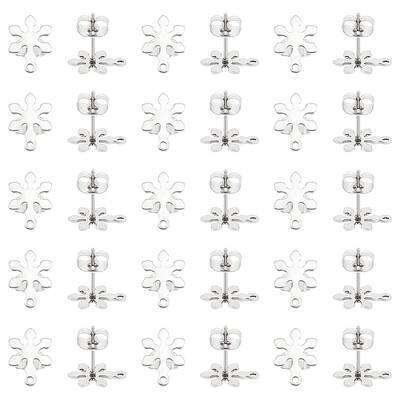 201 Stainless Steel Stud Earring Findings with Hole