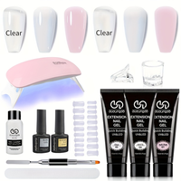 11 pcs Nail Extension Polygel Kit - Clear, White, Pink 3 Colors, With Mini Light - Easy DIY Manicure Set For Beginners, Perfe...