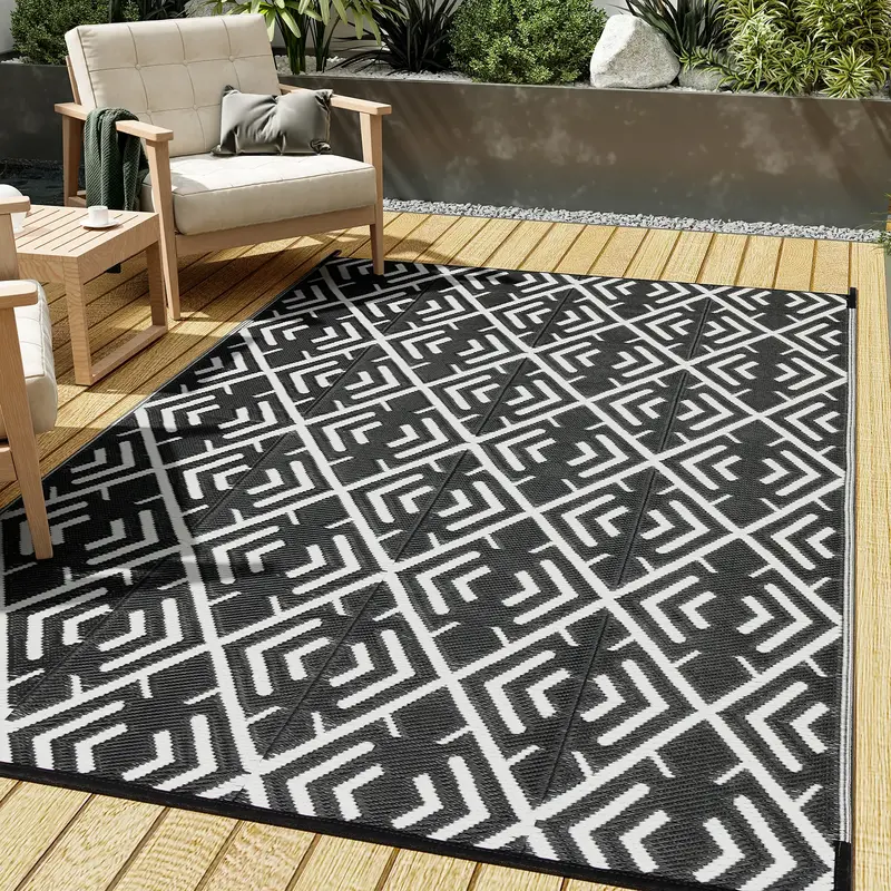 【Deals For You】HUGEAR Outdoor Rug Mats, Large Waterproof Outdoor Area Rug, Reversible Portable Outdoor Plastic Straw Carp...