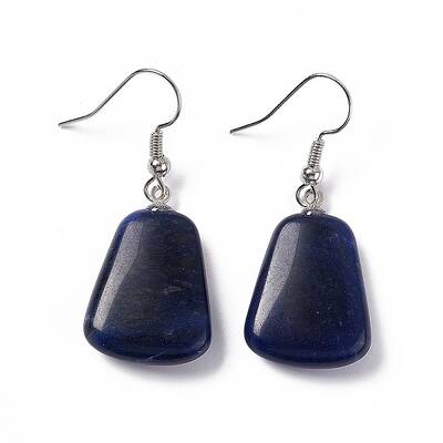 Natural Sodalite Trapezoid Dangle Earrings