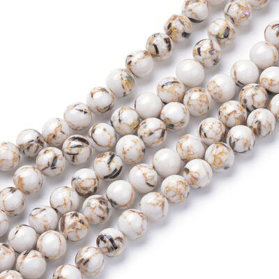Assembled Synthetic Turquoise and Shell Beads Strands
