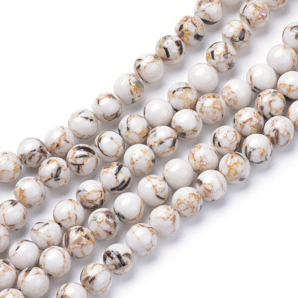 Assembled Synthetic Turquoise and Shell Beads Strands